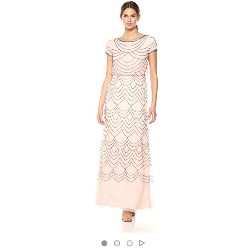 Adrianna Papell Women’s Short Sleeve Beaded Gown